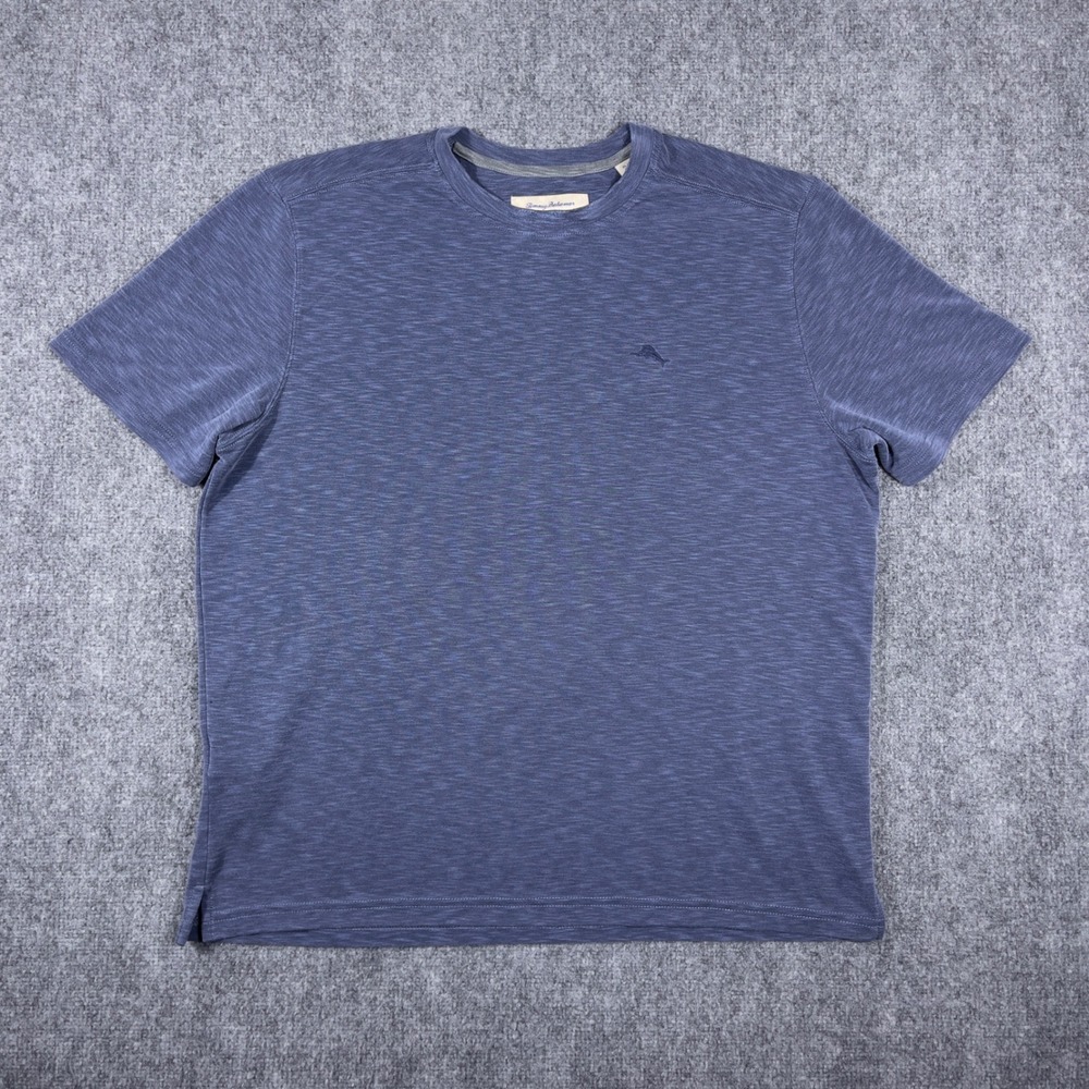 Tommy Bahama T-Shirt Mens XL Blue Slub Knit Short Sleeve Embroidered Marlin